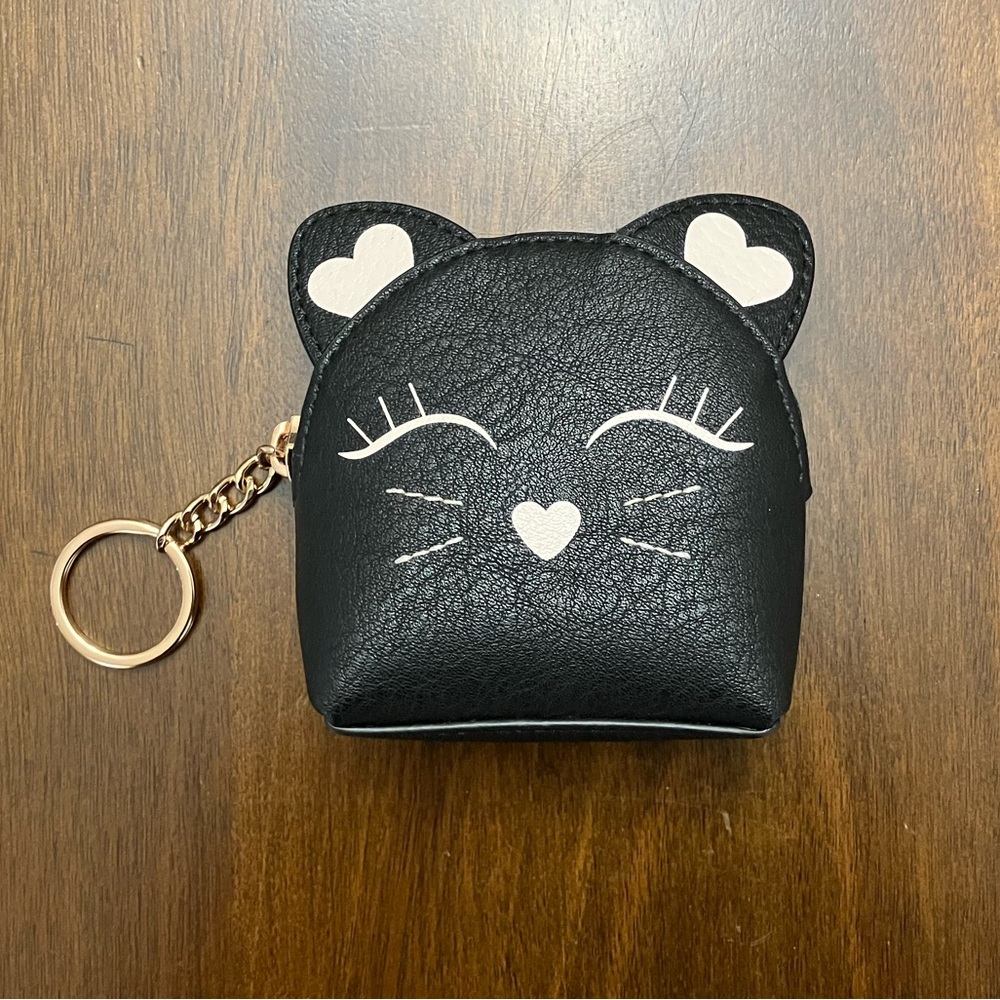 LC Lauren Conrad Black Kitty Cat Coin Purse